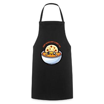 Kawaii « Keep Naan and Curry on » Design - Tablier de cuisine - noir - Devant - AI Model Male 185 dark (185cm)