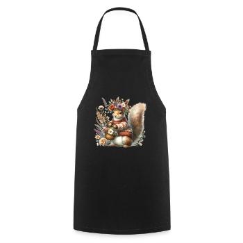Cottagecore écureuil amoureux des animaux jardinage - Tablier de cuisine - noir - Devant - AI Model Male 185 dark (185cm)