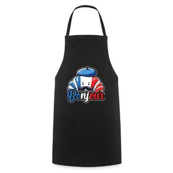 French Croissant Lover France Flag - Cooking Apron - black - Front - AI Model Male 185 dark (185cm)