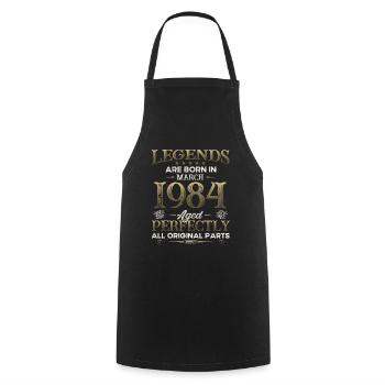 40th Birthday Gift Original March 1984 - Cooking Apron - black - Front - AI Model Male 185 dark (185cm)