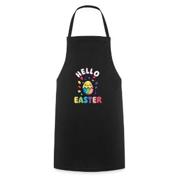 Chat Pâques Bonjour Pâques - Tablier de cuisine - noir - Devant - AI Model Male 185 dark (185cm)