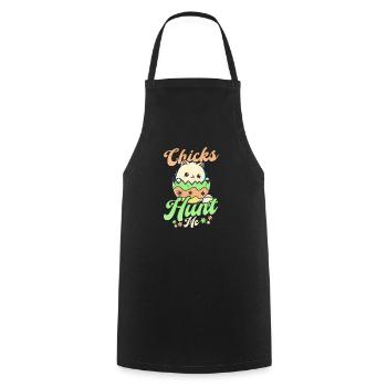 Chat Pâques poussins chasser mhe - Tablier de cuisine - noir - Devant - AI Model Male 185 dark (185cm)