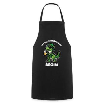 La Saint-Patrick T-Rex dinosaure bière Shenanigan - Tablier de cuisine - noir - Devant - AI Model Male 185 dark (185cm)