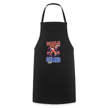 Car Enthusiast Girls Like Cars Too - Cooking Apron - black - Front - AI Model Male 185 dark (185cm)