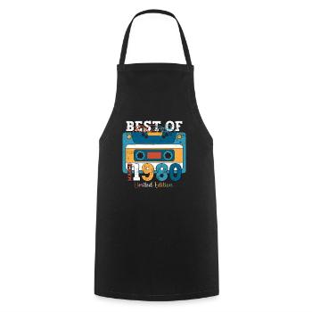 44th Birthday Man best of March 1980 cassette tape - Cooking Apron - black - Front - AI Model Male 185 dark (185cm)