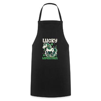 Irish Unicorn St Patricks Lucky Lepricorn - Cooking Apron - black - Front - AI Model Male 185 dark (185cm)