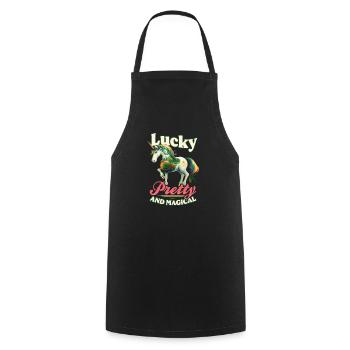 Irish Unicorn St Patricks Lucky And Magical - Cooking Apron - black - Front - AI Model Male 185 dark (185cm)