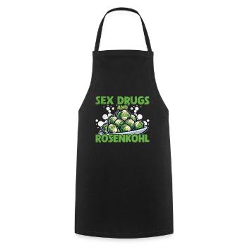 Sex Drugs and Brussels Sprouts Eating Vegetables - Cooking Apron - black - Front - AI Model Male 185 dark (185cm)