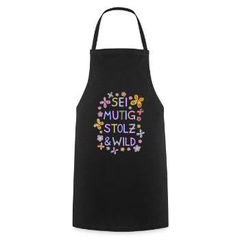Brave Pride Wild Beautiful Saying Motivation Children - Cooking Apron - black - Front - AI Model Male 185 dark (185cm)