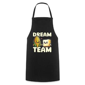 Kawaii Corn and Butter Dream Team Food Lover - Cooking Apron - black - Front - AI Model Male 185 dark (185cm)