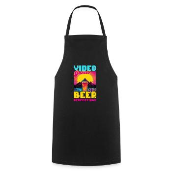 Ich bin ein Videospieler Videospiele Und Bier Perfekter Tag - Kochschürze - Schwarz - Vorne - AI Model Male 185 dark (185cm)