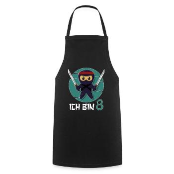 I'm 8 Ninja 8th Birthday Boys 8th Birthday - Cooking Apron - black - Front - AI Model Male 185 dark (185cm)