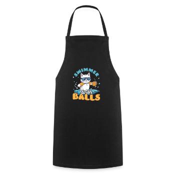 Nageur de water-polo avec des ballons - Tablier de cuisine - noir - Devant - AI Model Male 185 dark (185cm)