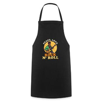 Rock Music Peace Love RockAnd Roll - Cooking Apron - black - Front - AI Model Male 185 dark (185cm)