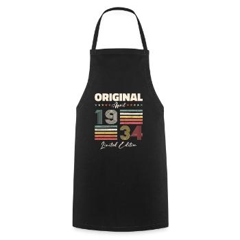 90e anniversaire mari Original avril Vintage 1934 - Tablier de cuisine - noir - Devant - AI Model Male 185 dark (185cm)