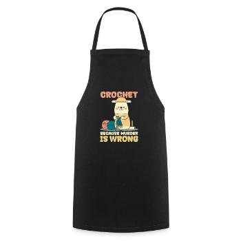 Crocheter des moutons au crochet - Tablier de cuisine - noir - Devant - AI Model Male 185 dark (185cm)