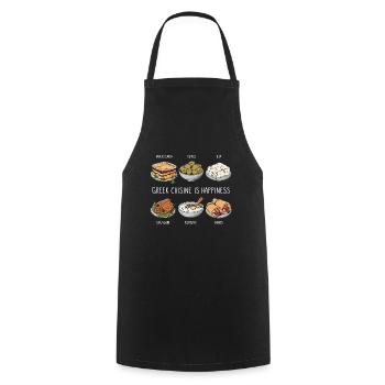 La cuisine grecque est un amateur de bonheur - Tablier de cuisine - noir - Devant - AI Model Male 185 dark (185cm)
