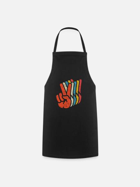 Signe de paix V main Paix Rétro Paix - Tablier de cuisine - noir