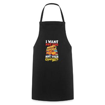 Hot Dog Voulez-vous un hot-dog, pas votre opinion - Tablier de cuisine - noir - Devant - AI Model Male 185 dark (185cm)