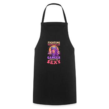 La sensibilisation au cancer des testicules reste sexy - Tablier de cuisine - noir - Devant - AI Model Male 185 dark (185cm)