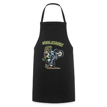 Wheelie Dinosaur Moto Motocross Dino Enfants - Tablier de cuisine - noir - Devant - AI Model Male 185 dark (185cm)