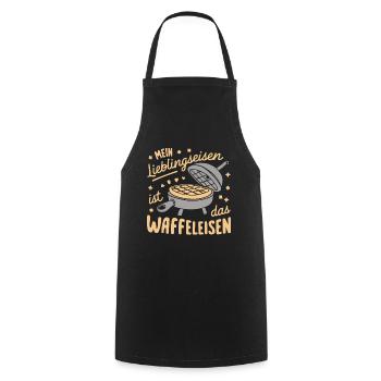 Funny pun waffles baking food - Cooking Apron - black - Front - AI Model Male 185 dark (185cm)