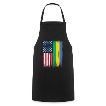 Gabonese Roots and Gabon American Flag - Cooking Apron - black - Front - AI Model Male 185 dark (185cm)