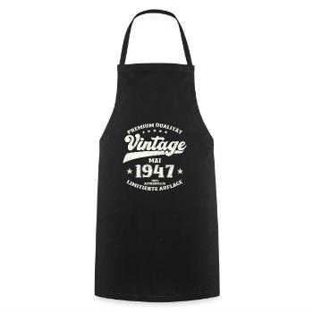 Vintage Mai 1947 Jahrgang 1947 Geburtstag 1947 - Kochschürze - Schwarz - Vorne - AI Model Male 185 dark (185cm)