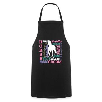 Équestre Love Horse Racing Horse Head Dictons - Tablier de cuisine - noir - Devant - AI Model Male 185 dark (185cm)