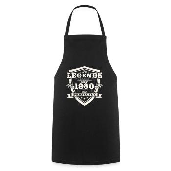 Original mai 1980 ' s Vintage 1980's Anniversaire des années 1980 - Tablier de cuisine - noir - Devant - AI Model Male 185 dark (185cm)