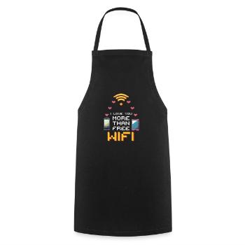 Geek Love I Love You More Than Free Wi-Fi - Cooking Apron - black - Front - AI Model Male 185 dark (185cm)