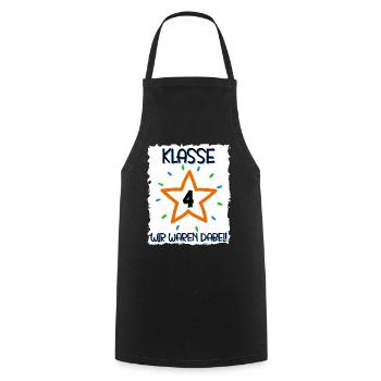 Grade 4 We were there Graduation 4th grade - Cooking Apron - black - Front - AI Model Male 185 dark (185cm)