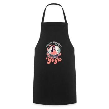 Funny Yoga Lover Log Out Shut Down Yoga - Cooking Apron - black - Front - AI Model Male 185 dark (185cm)