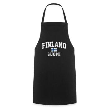 Helsinki Vibes Finnish Flag Scandinavia Essence - Kochschürze - Schwarz - Vorne - AI Model Male 185 dark (185cm)