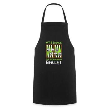 Funny Backgammon Hit & Dance : La Balle de Backgammon - Tablier de cuisine - noir - Devant - AI Model Male 185 dark (185cm)