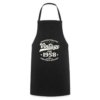 Vintage June 1958 Vintage 1958 Birthday 1958 - Cooking Apron - black - Front - AI Model Male 185 dark (185cm)