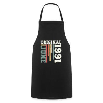 Vintage June 1991 Vintage 1991 Birthday 1991 - Cooking Apron - black - Front - AI Model Male 185 dark (185cm)