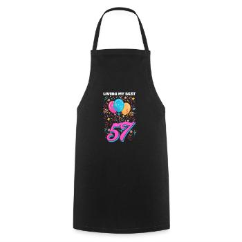 57th Birthday Living My Best 57 - Cooking Apron - black - Front - AI Model Male 185 dark (185cm)