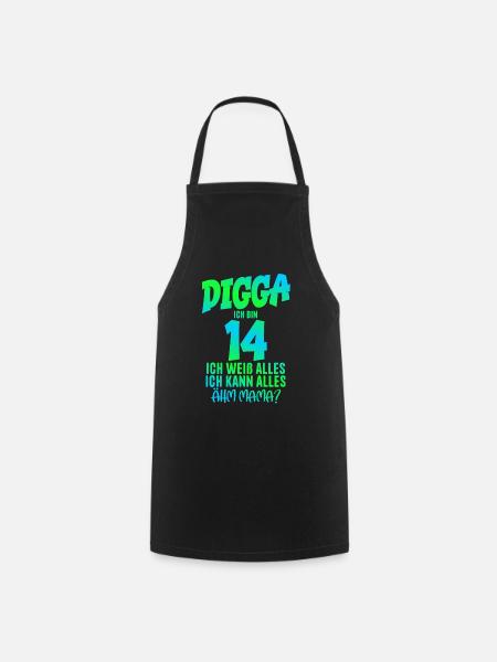 14. Geburtstag Digga ich bin 14 Ich Kann Alles - Kochschürze - Schwarz
