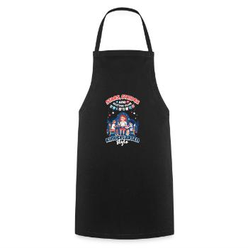 Enseignant de maternelle étoiles rayures paillettes colle - Tablier de cuisine - noir - Devant - AI Model Male 185 dark (185cm)