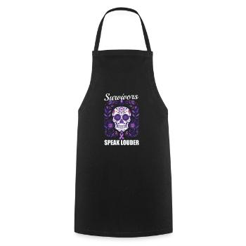 Les survivantes de violence domestique parlent plus fort - Tablier de cuisine - noir - Devant - AI Model Male 185 dark (185cm)
