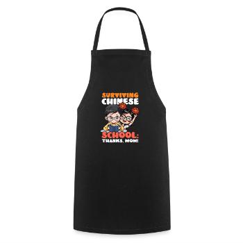 Maman chinoise survivant à l’école chinoise : Merci, maman ! - Tablier de cuisine - noir - Devant - AI Model Male 185 dark (185cm)