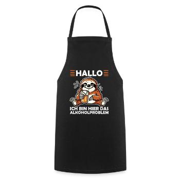 Hello I'm here the alcohol problem sloth sow - Cooking Apron - black - Front - AI Model Male 185 dark (185cm)