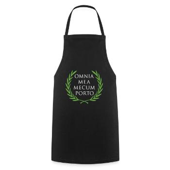 Omnia Mea Mecum Porto Latin Roman Cicero Philsoph - Cooking Apron - black - Front - AI Model Male 185 dark (185cm)