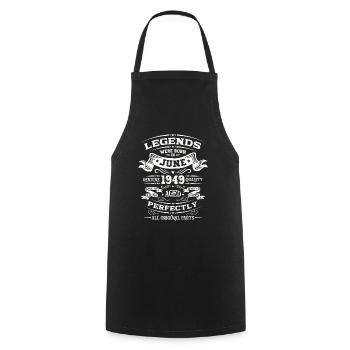 75th Birthday Legend June 1949 Born 1949 - Cooking Apron - black - Front - AI Model Male 185 dark (185cm)