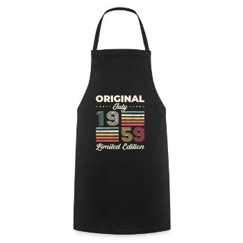 65th Birthday, Born 1959 ORIGINAL 1959 - Cooking Apron - black - Front - AI Model Male 185 dark (185cm)