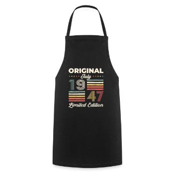 77th Birthday Original July 1947 Born 1947 - Cooking Apron - black - Front - AI Model Male 185 dark (185cm)