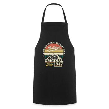77th Birthday Original July 1947 Born 1947 - Cooking Apron - black - Front - AI Model Male 185 dark (185cm)