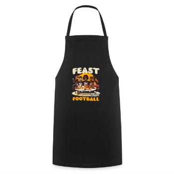 Fête du football de Thanksgiving puis football - Tablier de cuisine - noir - Devant - AI Model Male 185 dark (185cm)