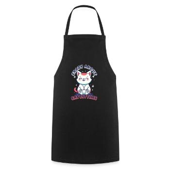 Cat Sitter Crazy About Catsitting - Cooking Apron - black - Front - AI Model Male 185 dark (185cm)